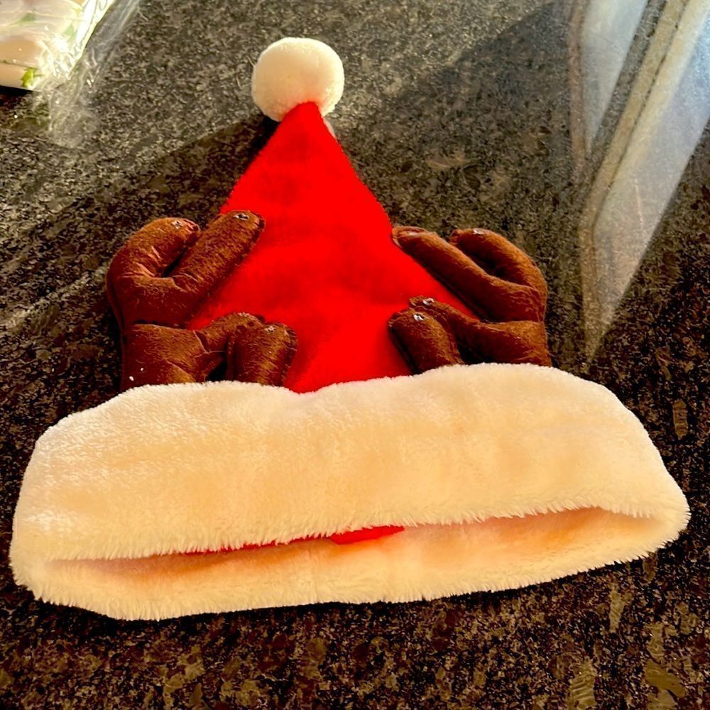 Santa hat with reindeer antlers